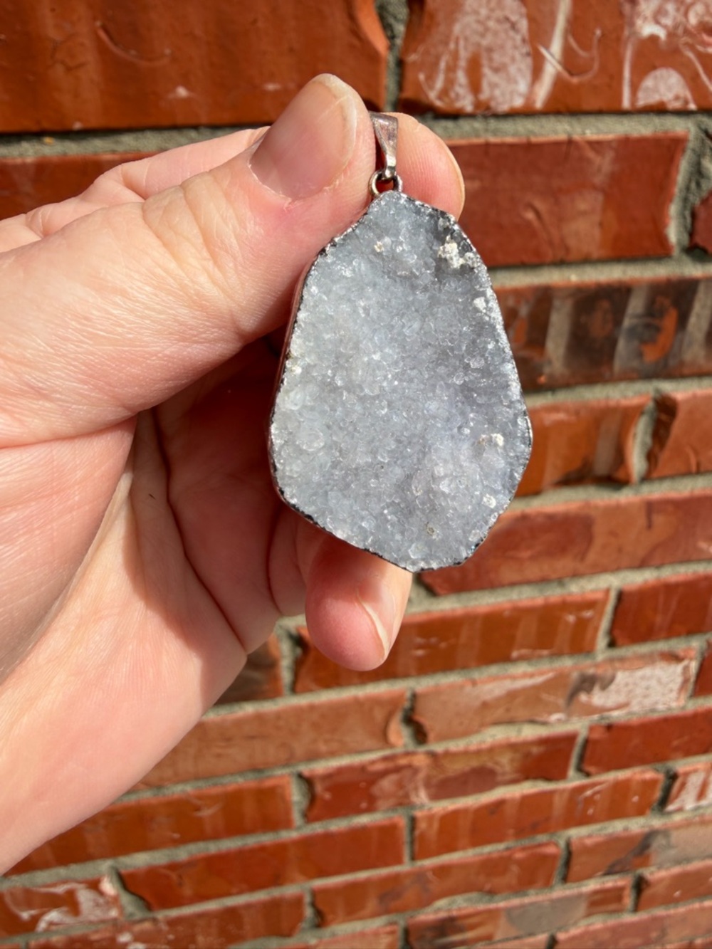 Raw Druzy Crystal Pendant in Sparkling White #5